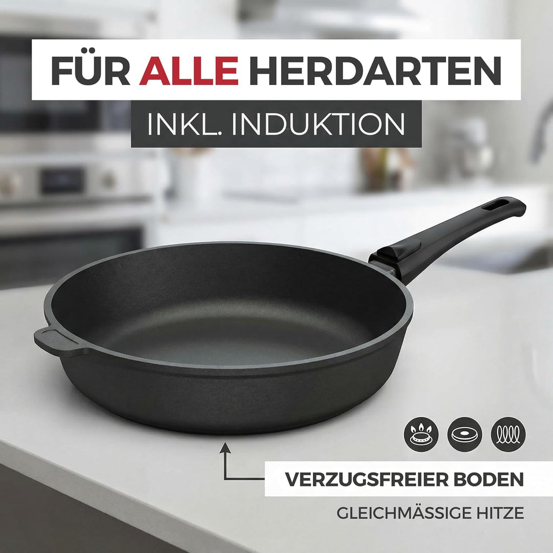 Lieblingspfanne Schmorpfanne 28cm Hochrandpfanne induktionsgeeignet Bratentopf Servierpfannen Alumin