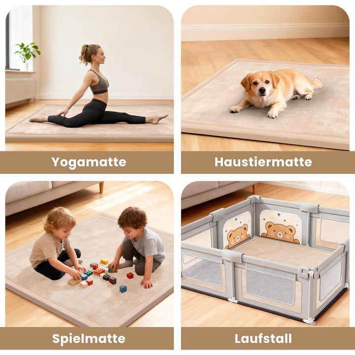 ACOMOPACK Baby Krabbelmatte 127x127x3.5cm Dicke Spielmatte mit Schaumfüllung Rutschfester Unterseite