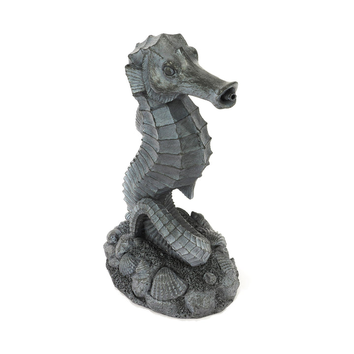 Esotec Wasserspeier-Figur Seepferdchen Ida, Einzelfigur mit Schlauch, Altkupfer-Design, Brunnenfigur