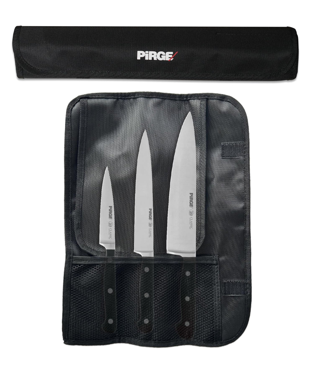 Pirge Classic Profi Messerset mit Tasche 4 Stück - Geschmiedet Messerset - Profi Kochmesser Set - Ed