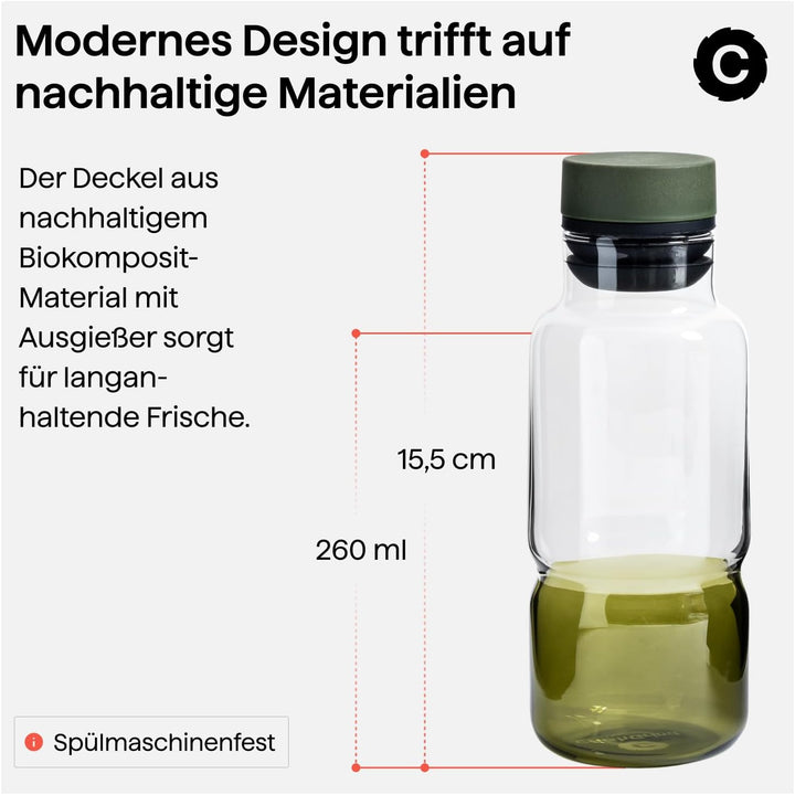 Crushgrind Billund Oil & Vinegar - Essig Öl Flasche Blau | Olivenölflasche aus Borasilkatglas mit Si