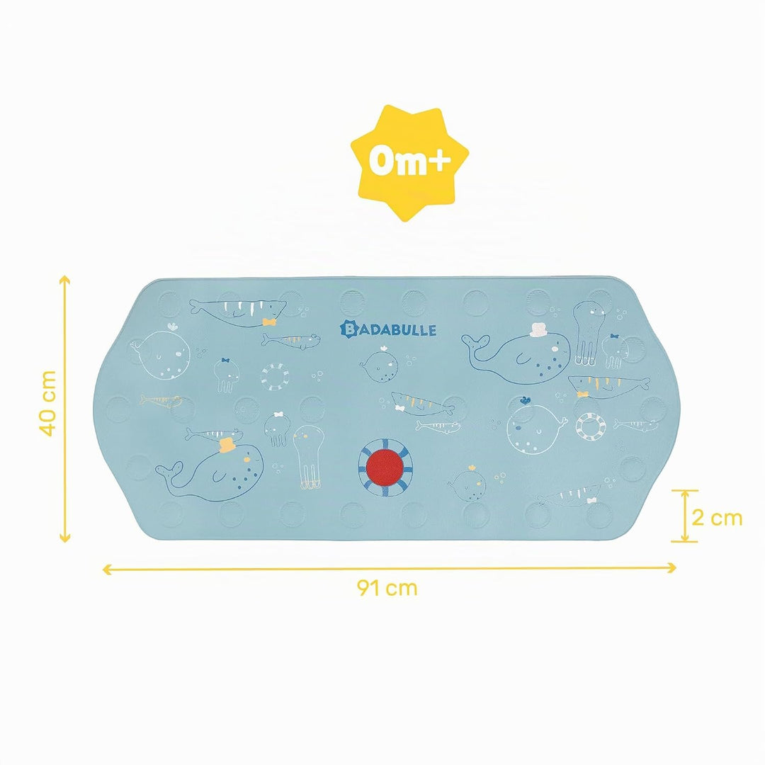Badabulle XXL Badematte Meerestiere für Kinder, 91 x 40 cm, rutschfest & mit Temperatursensor, Meere