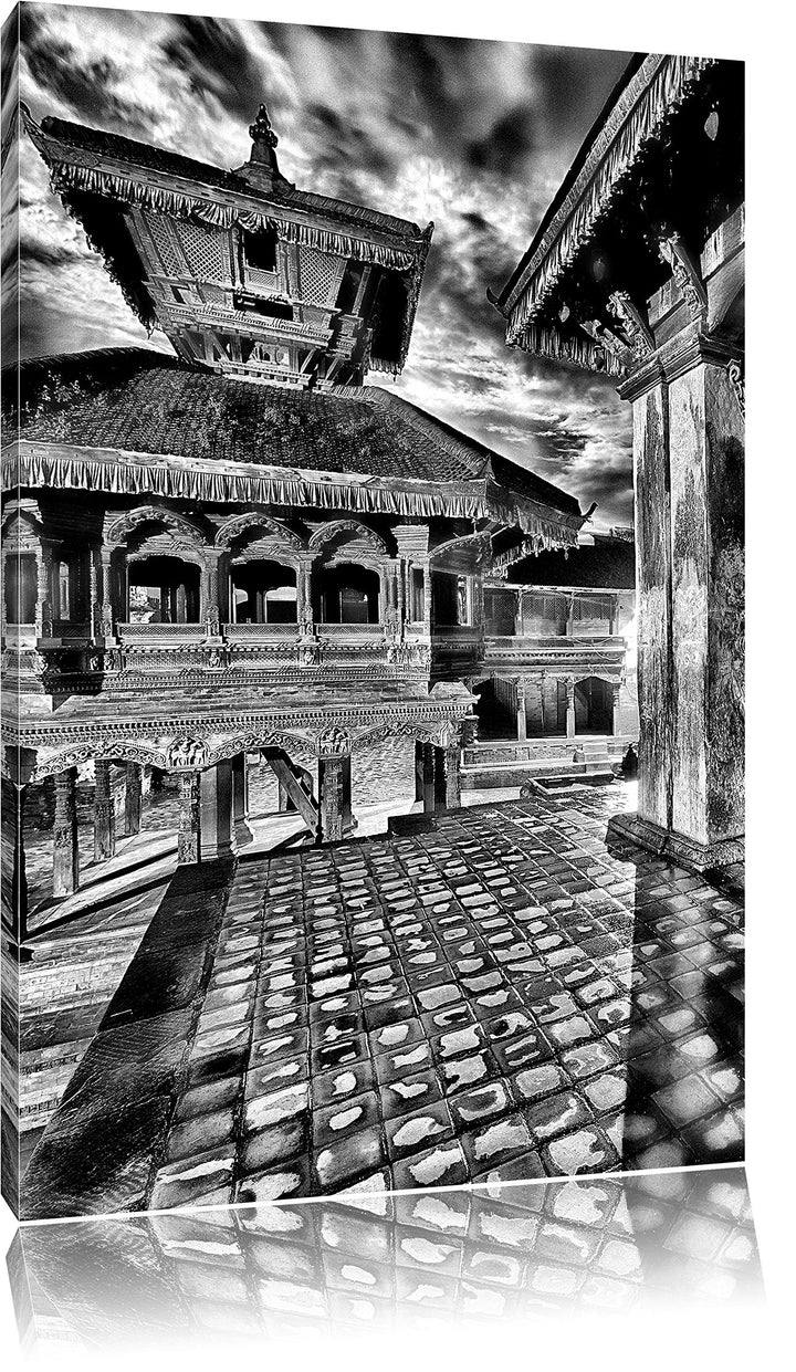 Pixxprint Mystische Stadt / 100x70cm Leinwandbild bespannt auf Holzrahmen/Wandbild Kunstdruck Dekora
