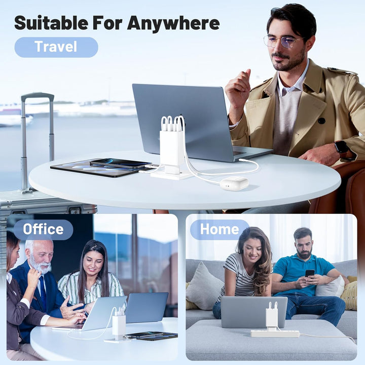 USB C Ladegerät, 4-Port USB Schnellladegerät, Typ C Netzteil, PD Power Adapter Stecker für iPhone 16