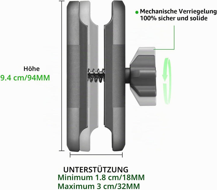 FANAUE Doppelbuchsenarm kompatibel mit RAM Mounts Type B 1" Ball Assembly und Motorrad-Handyhalterun