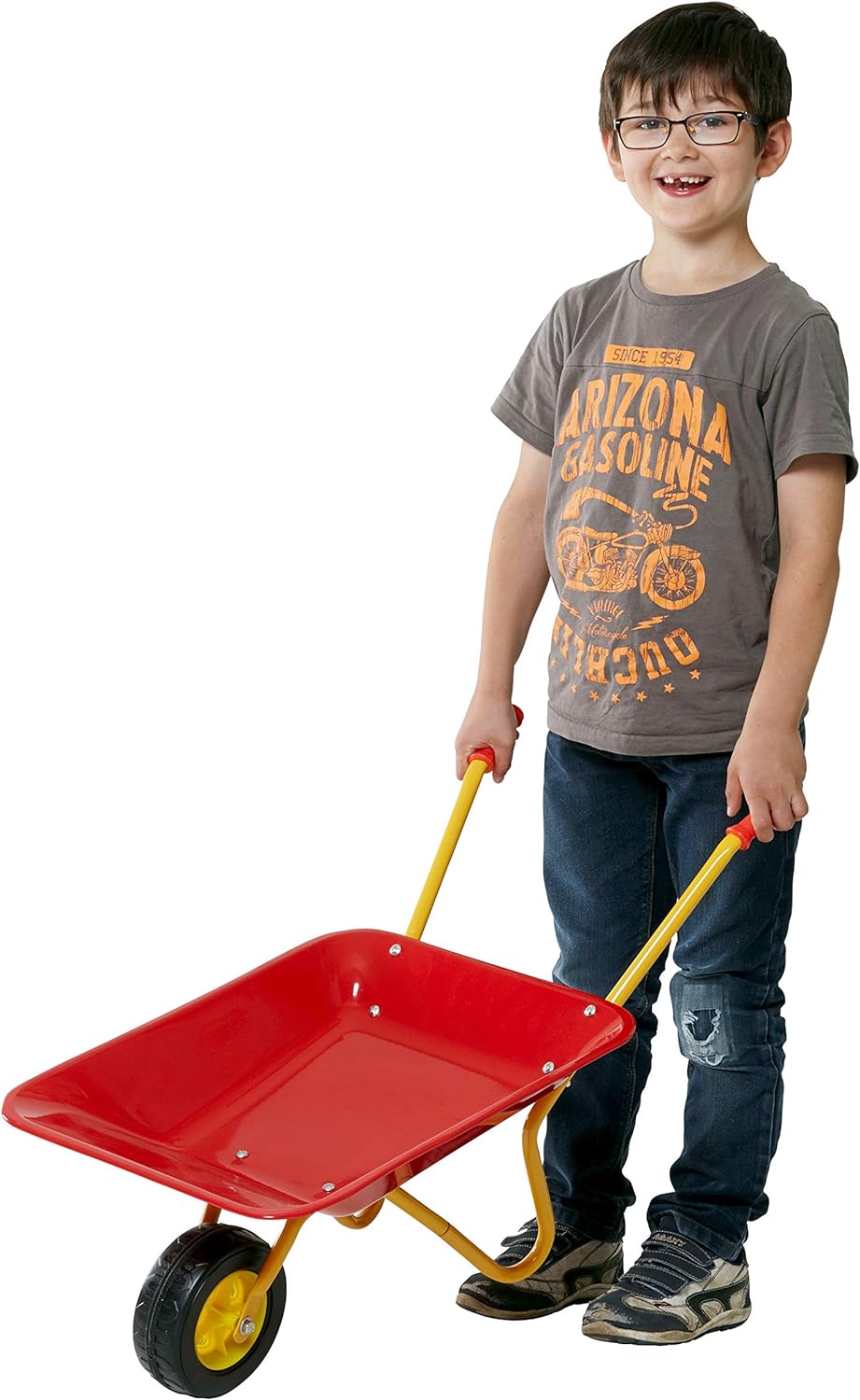 Izzy Metall Kinderschubkarre, Kinder ab 2 Jahren, Schubkarre für den Garten Gummi Sicherheitsgriffe