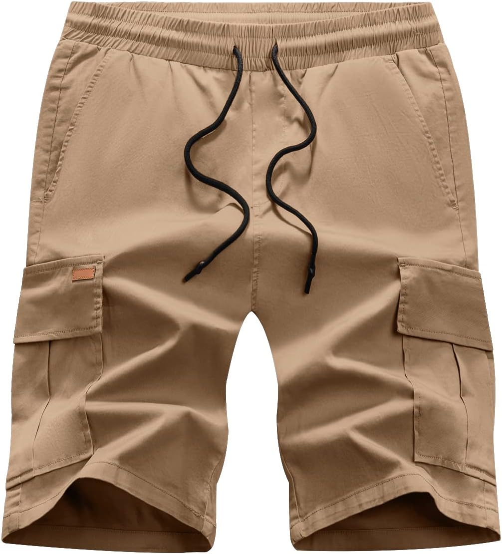 JMIERR Kurze Hosen Herren Baumwolle Cargo Shorts Herren Sommer Freizeithose mit Taschen XL Khaki, XL