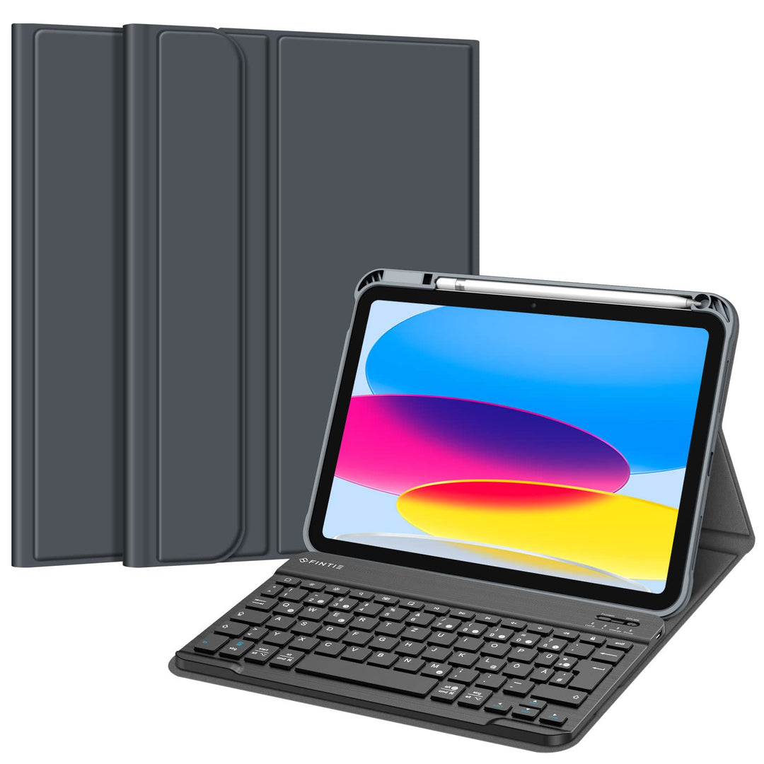 Fintie Tastatur Hülle für iPad 10. Generation 2022 (10.9 Zoll), Schutzhülle mit TPU Rückschale, Penc
