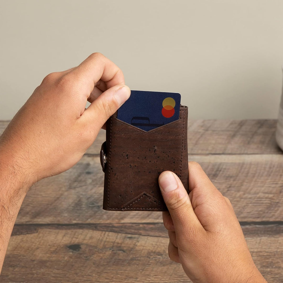 DONBOLSO Vegan Leder Slim Geldbörse mit RFID Schutz | Kreditkartenetui bis 11 Karten | Minimalistisc