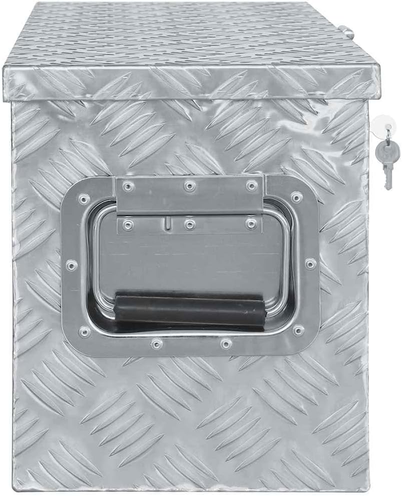 vidaXL Aluminiumkiste 80x30x35cm Alu Box Koffer Werkzeugbox Transportkiste 80 x 30 x 35 cm Silber, 8