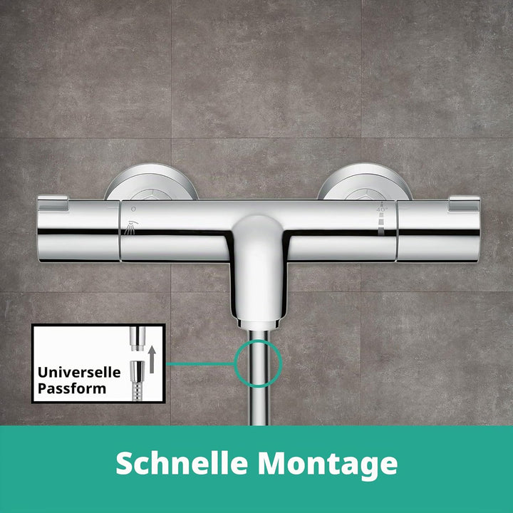 hansgrohe Ecostat - Wannenthermostat Aufputz, Wannenarmatur mit Sicherheitssperre (SafetyStop) bei 4