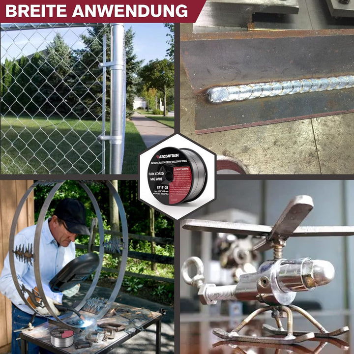ARCCAPTIAN Fülldraht 0,8mm 1KG E71T-GS MIG Schweissdraht für Schweissgerät ohne Gas MIG/MAG FLUX Sch