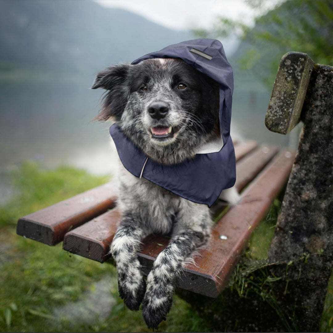Idepet Regenmantel für Hunde mit Kragenloch Wasserdicht Reflektierend Winddicht Poncho Regenjacke mi