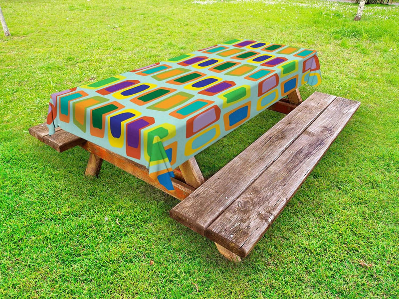 ABAKUHAUS Bunt Outdoor-Tischdecke, Ungleiche Rectangles, dekorative waschbare Picknick-Tischdecke, 1