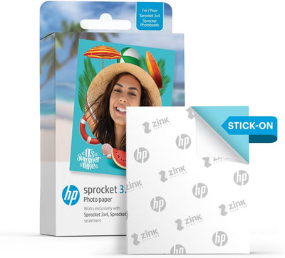 HP Sprocket Fotopapier, 8,9 x 10,8 cm, Zink – Kit: 50 Pack Zinkpapier, Hülle, Fotoalbum, Marker, Auf