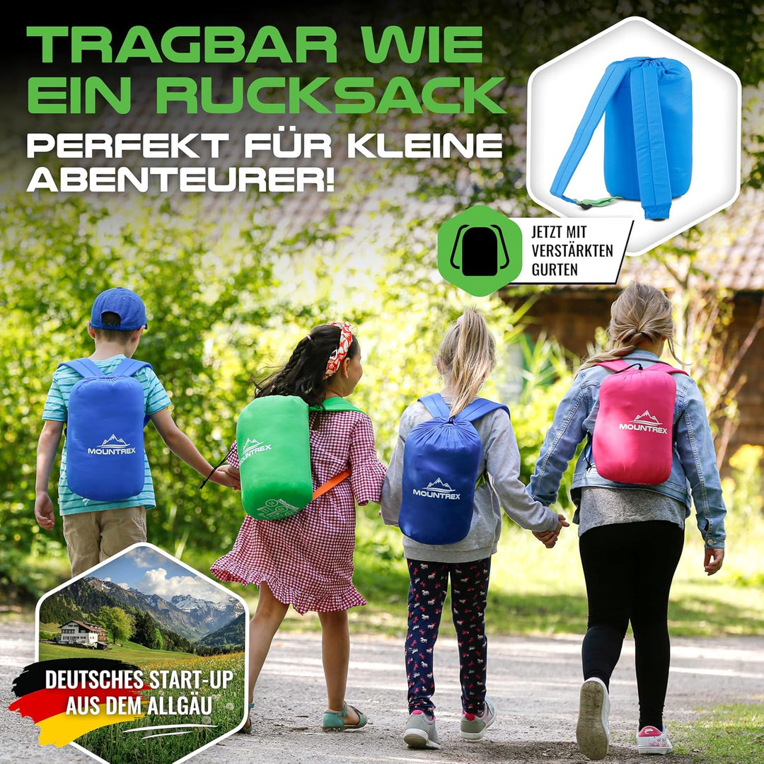MOUNTREX® Kinderschlafsack - Tragbar wie ein Rucksack - Schlafsack für Kinder (175 x 70 x 45 cm) - O