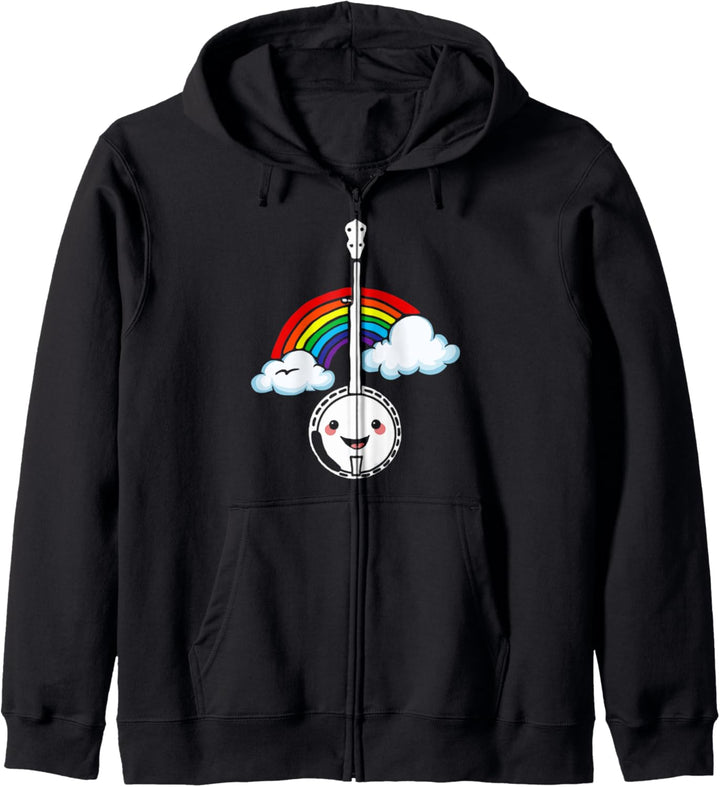 Happy Kawaii Banjo and Rainbow Cute & Funny Music Kapuzenjacke