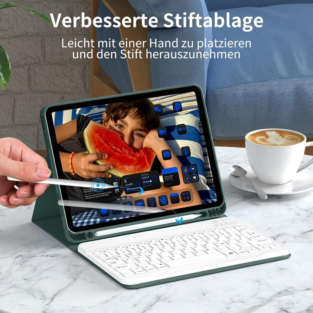 Hülle mit Tastatur für iPad A16 11.Generation 11 Zoll 2025, iPad 10. Generation 2022 10,9 Zoll, Blue