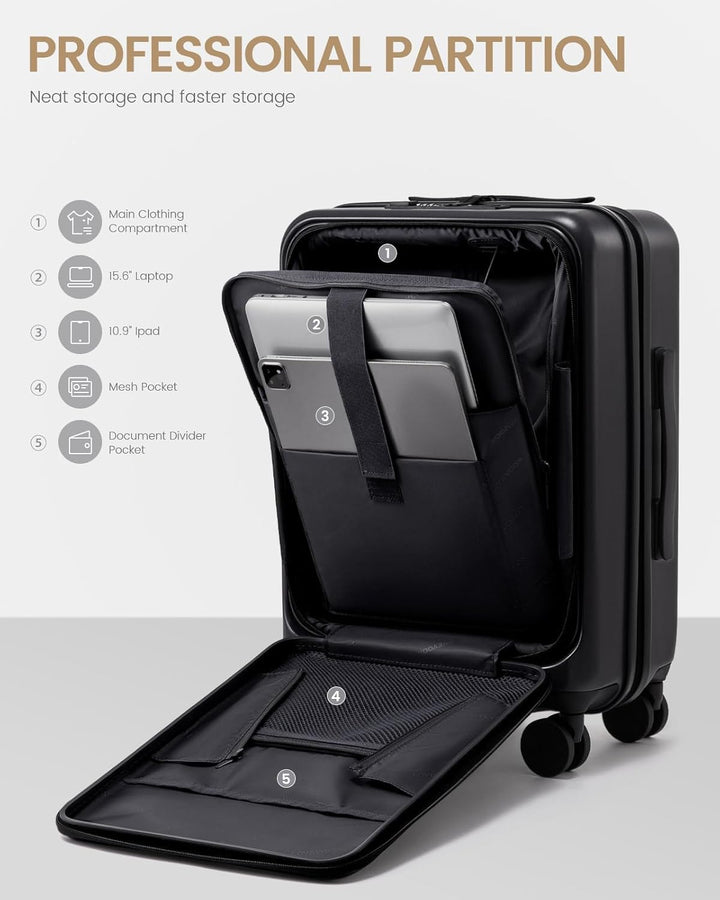 LOVEVOOK Handgepäck Koffer mit TSA, 100% PC Rollkoffer Reisekoffer Hartschalen, Klein Cabin Suitcase