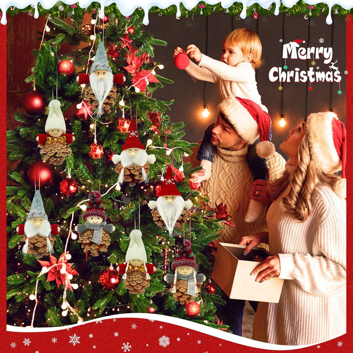 Wichtel Klein Weihnachtsbaumschmuck,8 Stück Tannenzapfen Weihnachtsbaum Anhänger,Weihnachtswichtel K