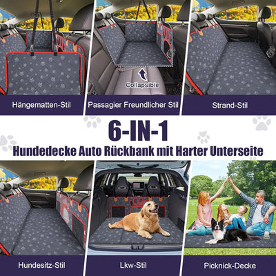 MOJIEZUO Hundedecke Auto Rückbank mit Harter Unterseite, Autoschondecke Hund Rücksitz, Verbreitert H