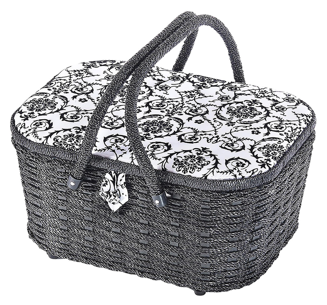 Kobolo Nähkästchen Nähkorb Nähkörbchen Nähkasten - florales Design - 35x27x17 cm Organisationseinsat