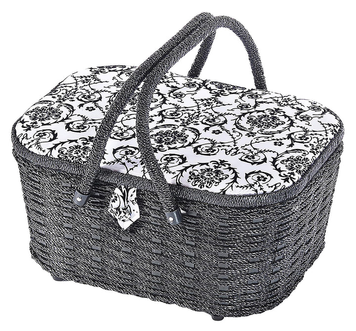 Kobolo Nähkästchen Nähkorb Nähkörbchen Nähkasten - florales Design - 35x27x17 cm Organisationseinsat