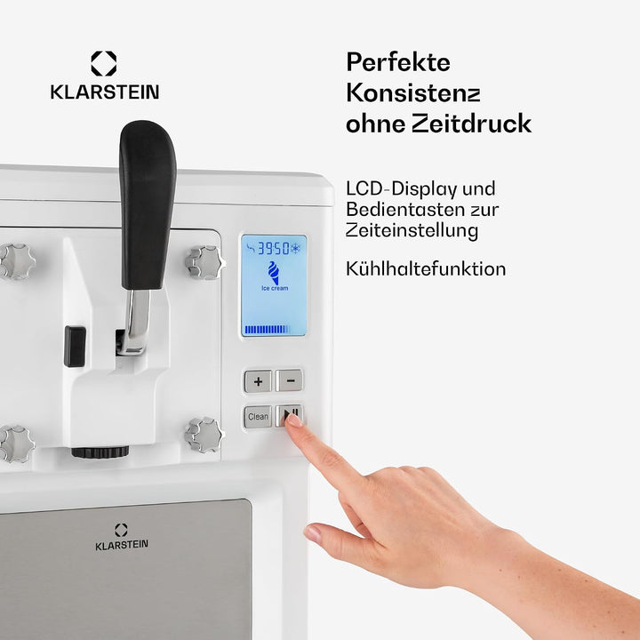 Klarstein Sweet Sundae - Eiscrememaschine, 1,5 Liter, mitselbstkühlendem Kompressor, 200 Watt, Ausga
