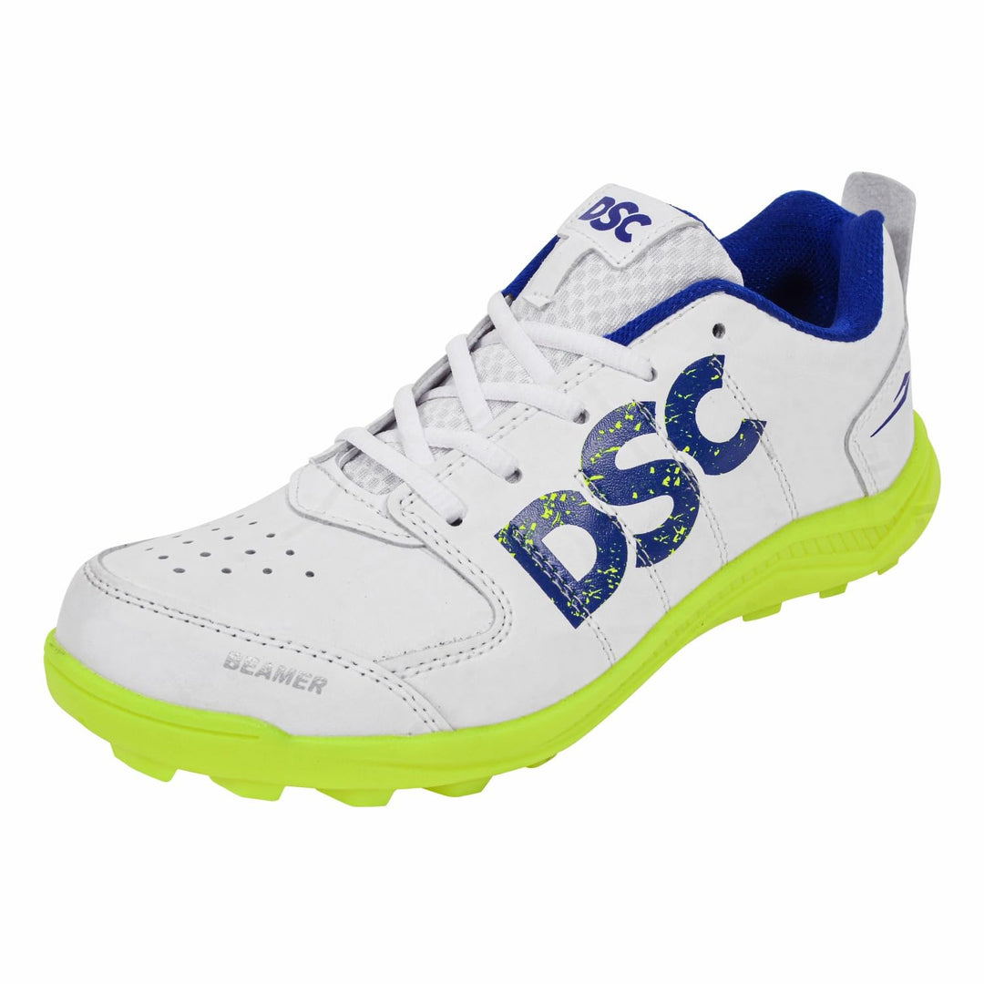 DSC Beamer Cricket Shoes | for Boys and Men | Light Weight | Durable Fluro Yellow White 37 EU, Fluro