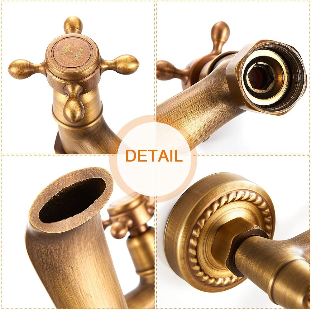 Wandarmatur aus Messing, antik, Drehung: 180 °, Wandarmatur Badezimmer, klassisch, Hebel: Heiss und
