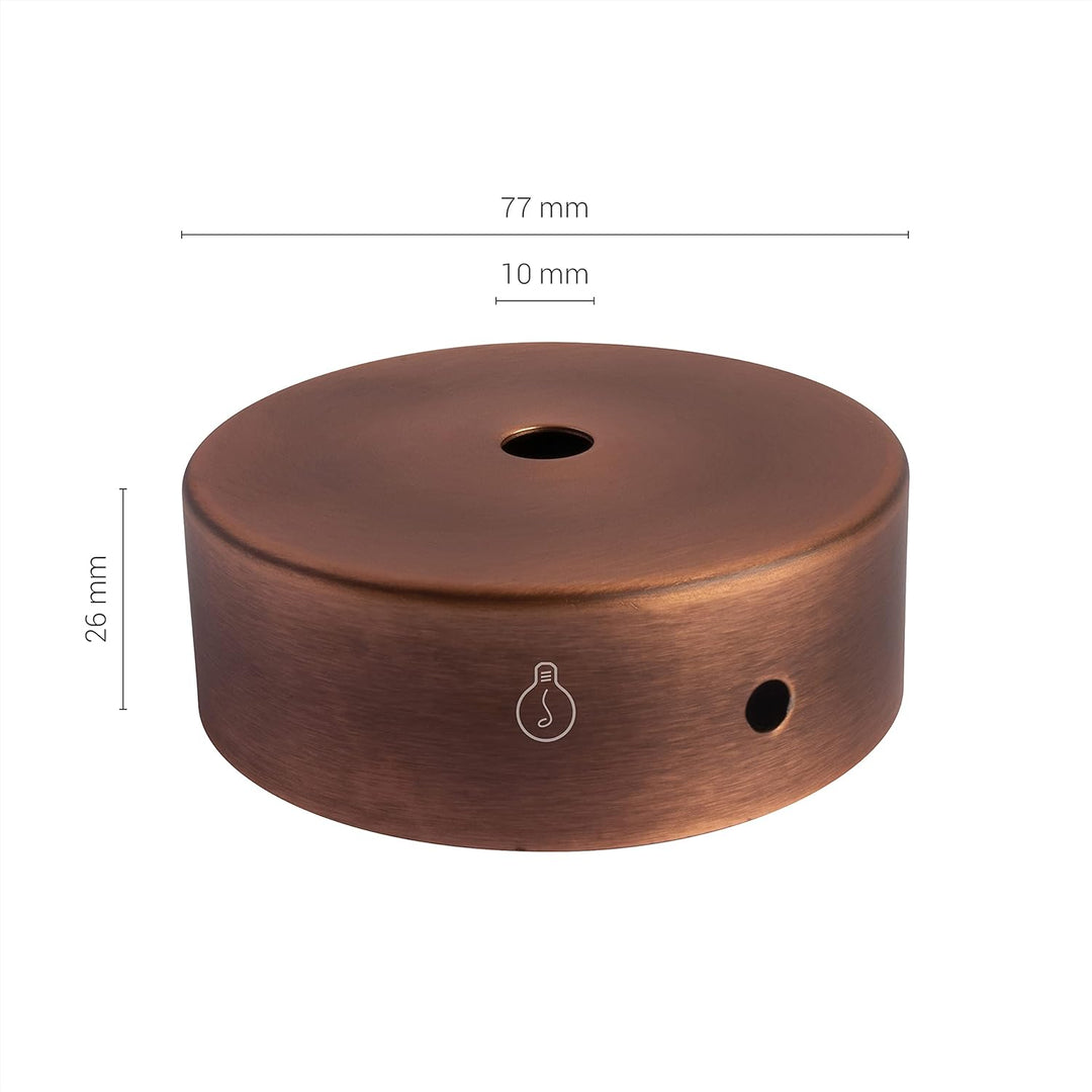 AMARCORDS - 3 Baldachin rosetten aus Metall, Farbe BRONZE, Lampengehäuse komplett mit Kabelklemmenzu