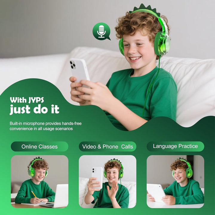 JYPS Kinder Kopfhörer, Kopfhörer Kinder mit Kabel, 85/94dB Lautstärkenbegrenzer, Audio-Sharing, Falt