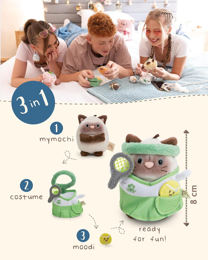 NICI Set Kuscheltier Siamkatze Siamy 8cm mit Tennisball & Tenniskostüm in Geschenkbox 8,5x6,5x10cm -