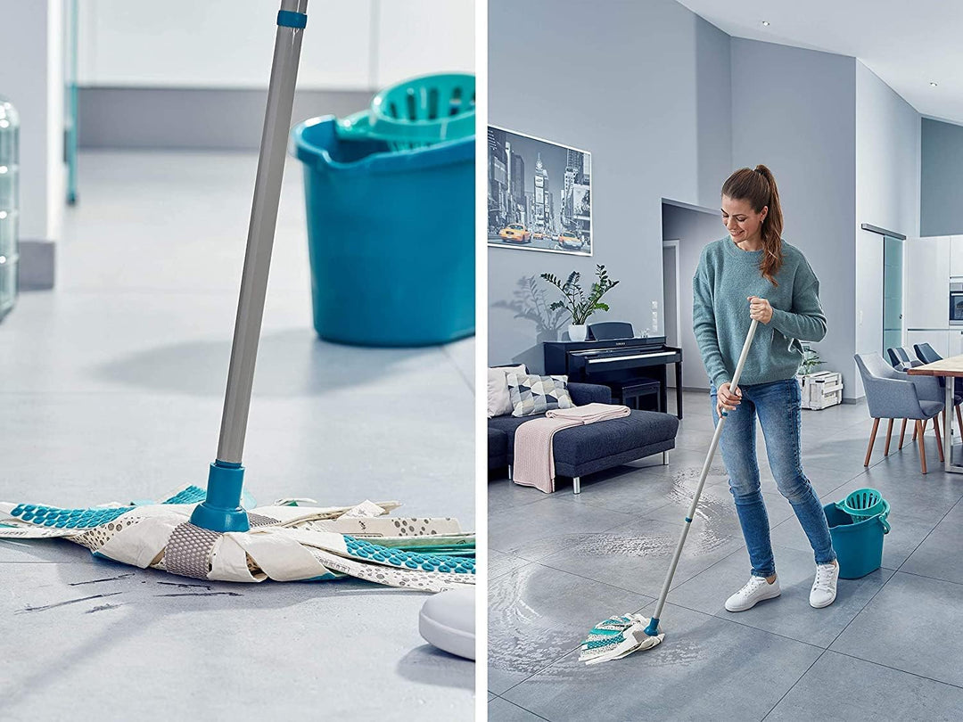 Leifheit Set Power Mop 3-in-1 mit saugstarken Fasern, komplettes Wischset mit Wischmopp und Eimer, W