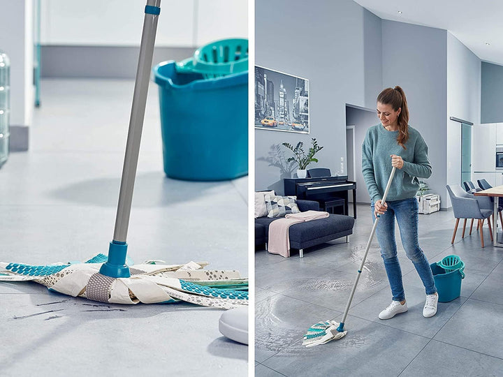 Leifheit Set Power Mop 3-in-1 mit saugstarken Fasern, komplettes Wischset mit Wischmopp und Eimer, W
