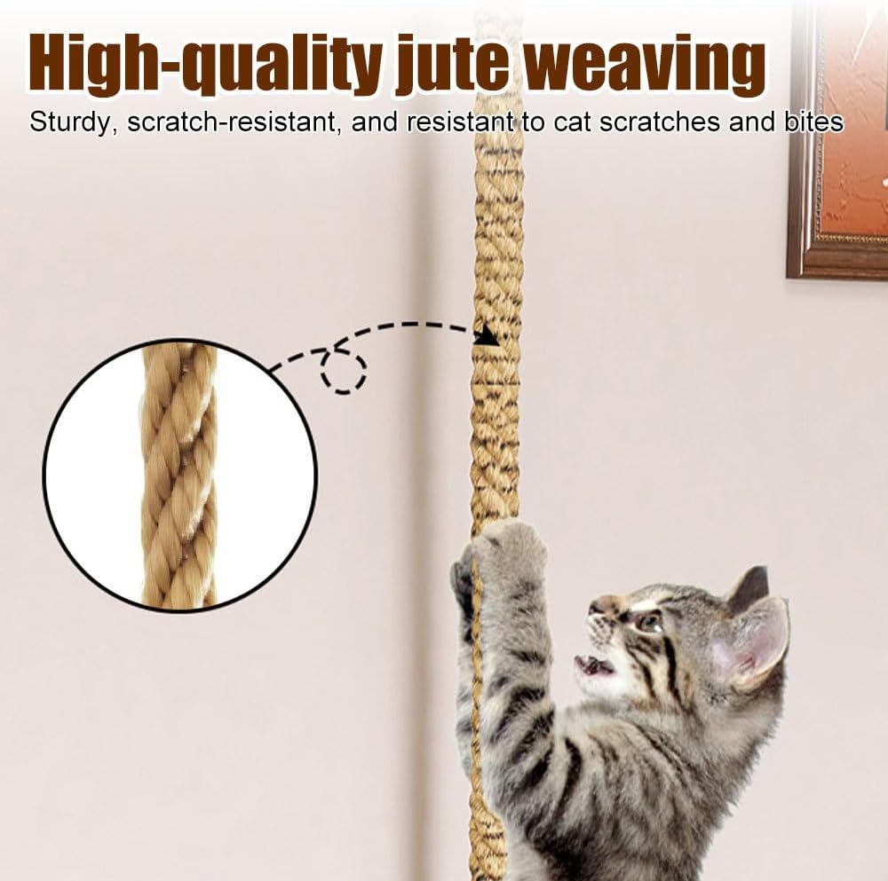 Katzenkletterseil, 1,3 m/1,5 m Wandmontiertes Sisalseil zum Klettern und Kratzen für Katzen an der W