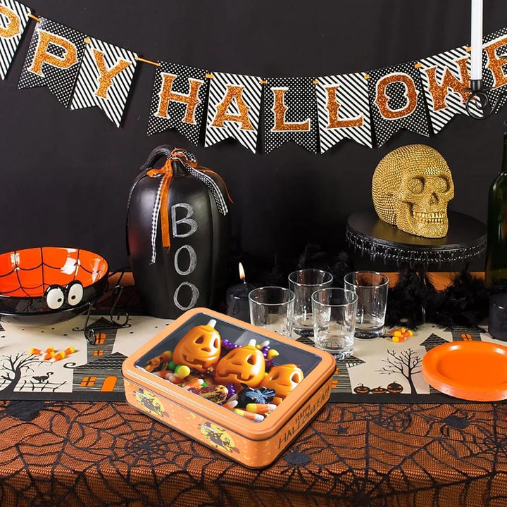 Halloween Party Snack Boxen Metallbehälter mit Deckel und Verschluss | Plätzchenboxen für Halloween-