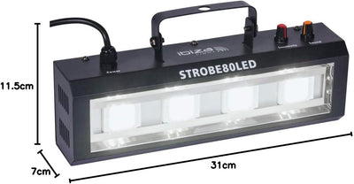 Ibiza - STROBE80LED - 4x20W LED Stroboskoplicht - Schwarz 80LEDs, 80LEDs