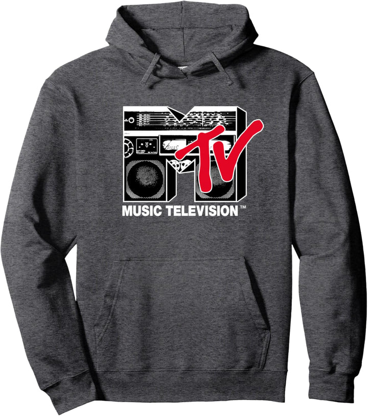 MTV Logo 80's Style Black And White Boombox Pullover Hoodie