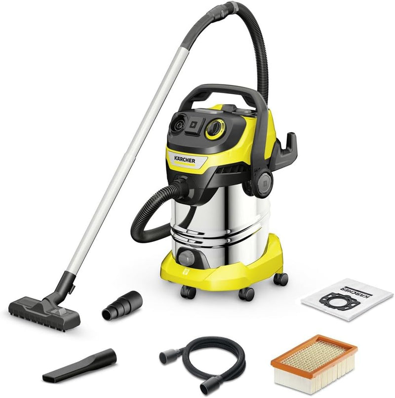 Karcher WD 6 P S V-30/6/22/T, PS V-30/8/35/T Nass-/Trockensauger-30 L Edelstahltank-1300W (tragbare