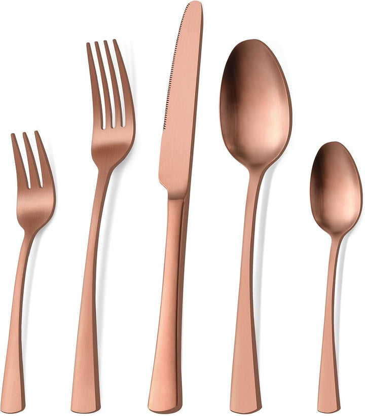 Bestdin Besteck Set 6 Personen, 30 teilig Edelstahl Besteckset Roségold Matt Essbesteck Set mit Mess