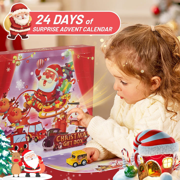 Adventskalender Auto Kinder 2024, Spielzeug ab 2 3 4 5 6 Jahre Junge Weihnachtskalender Kinder 2-6 J