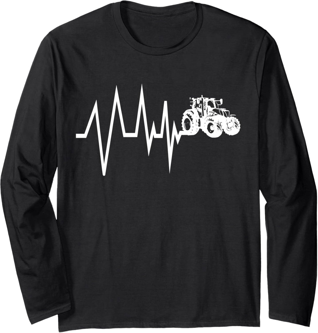 Traktor Landwirt Bauer Lohner Herzschlag Trecker Geschenk Langarmshirt