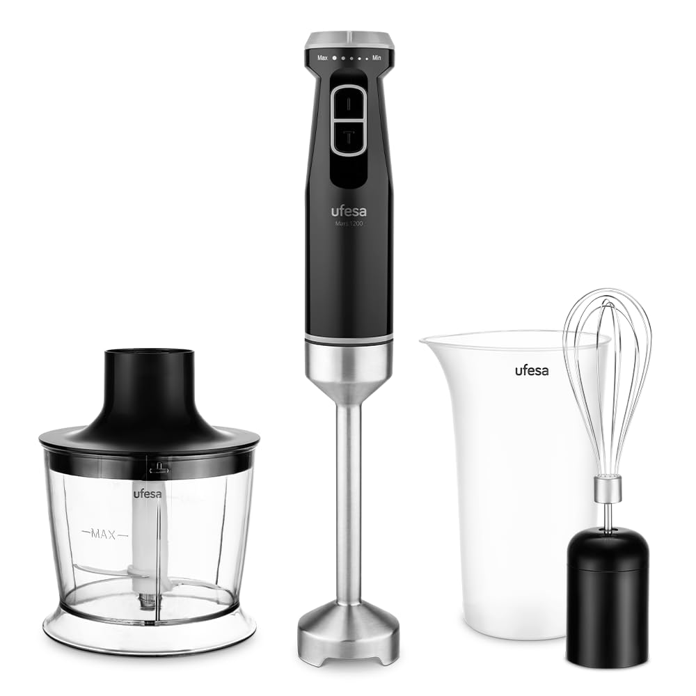 Ufesa Mars Max Stabmixer 1200W, Variable Geschwindigkeitsregelung, Turbo-Funktion, 4 Hochleistungsme