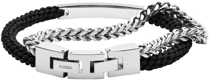 FOSSIL Armband Für Männer Vintage Casual, Innenlänge: 180mm - 195mm Silber Edelstahlarmband, JF03325