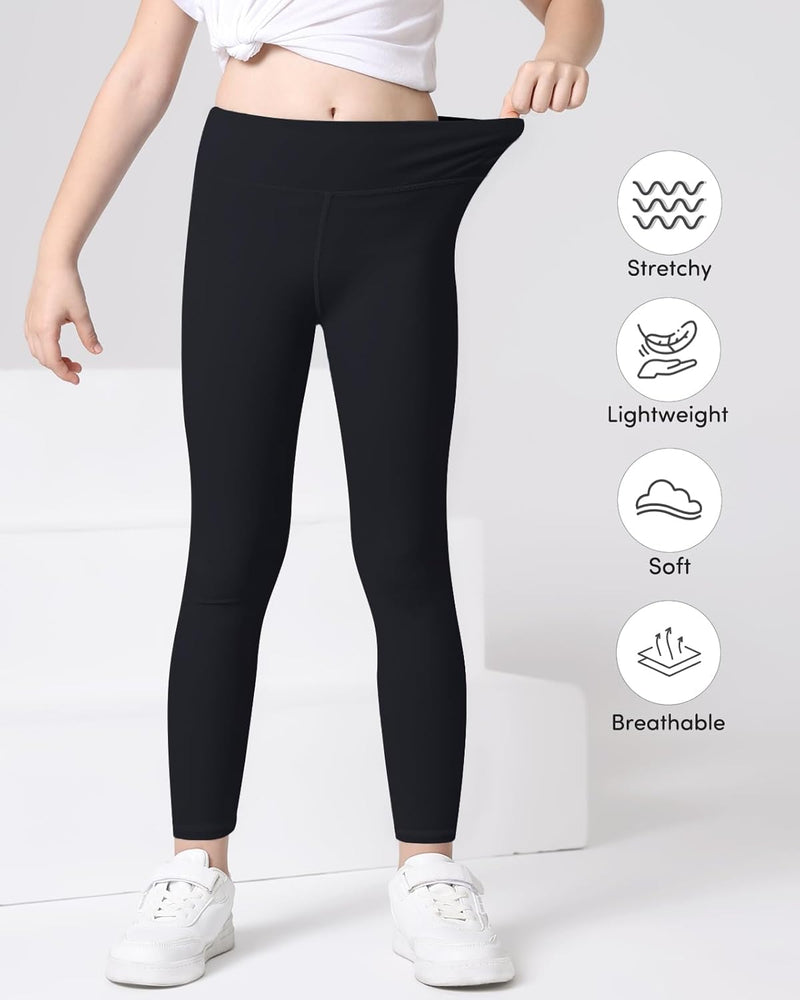 Domee Mädchen Sport Leggings Sporthosen Jogginghose Turnhose Gymnastik 3er-Pack 128 Schwarz, 128 Sch
