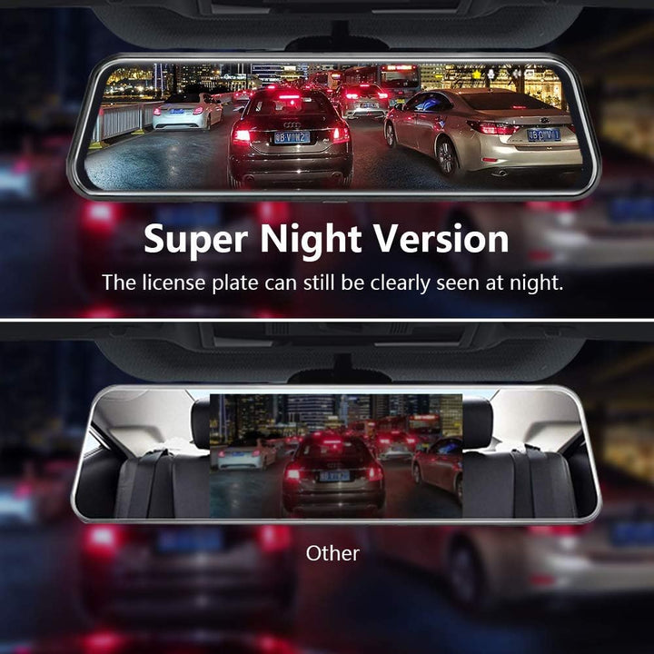 Jansite Spiegel Dashcam 10'' Touch Screen Full HD 1080P, Autokamera Rückfahrkamera mit 10 Meter Kabe