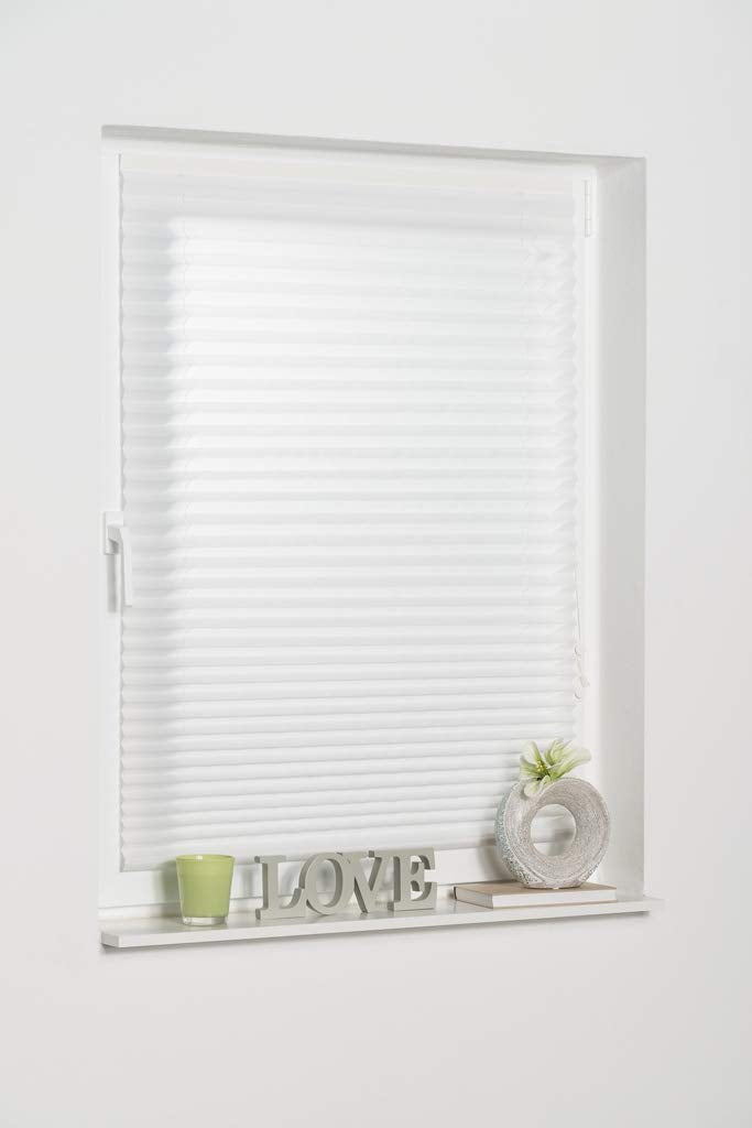 K-home Klebe-Plissee, Weiss, 100 x 210 cm 100 x 210 cm Weiss, 100 x 210 cm Weiss