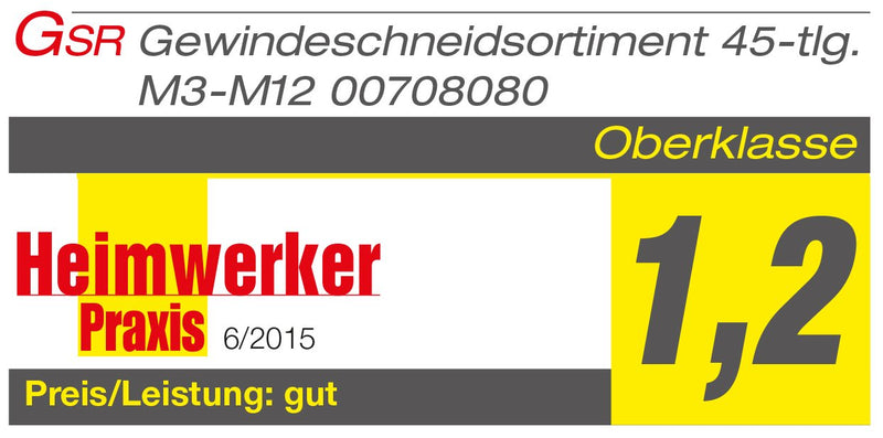 GSR PROFI Gewindeschneidsortiment, 45-teilig, Gewindeschneidsatz metrisch, Geschwindeschneider Set H