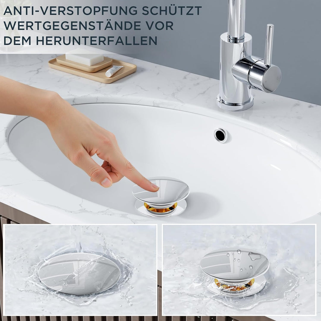 FORIOUS Wasserhahn Bad Hoch mit Ablaufgarnitur，360° Drehbar Edelstahl Waschtischarmatur Hoch mit War